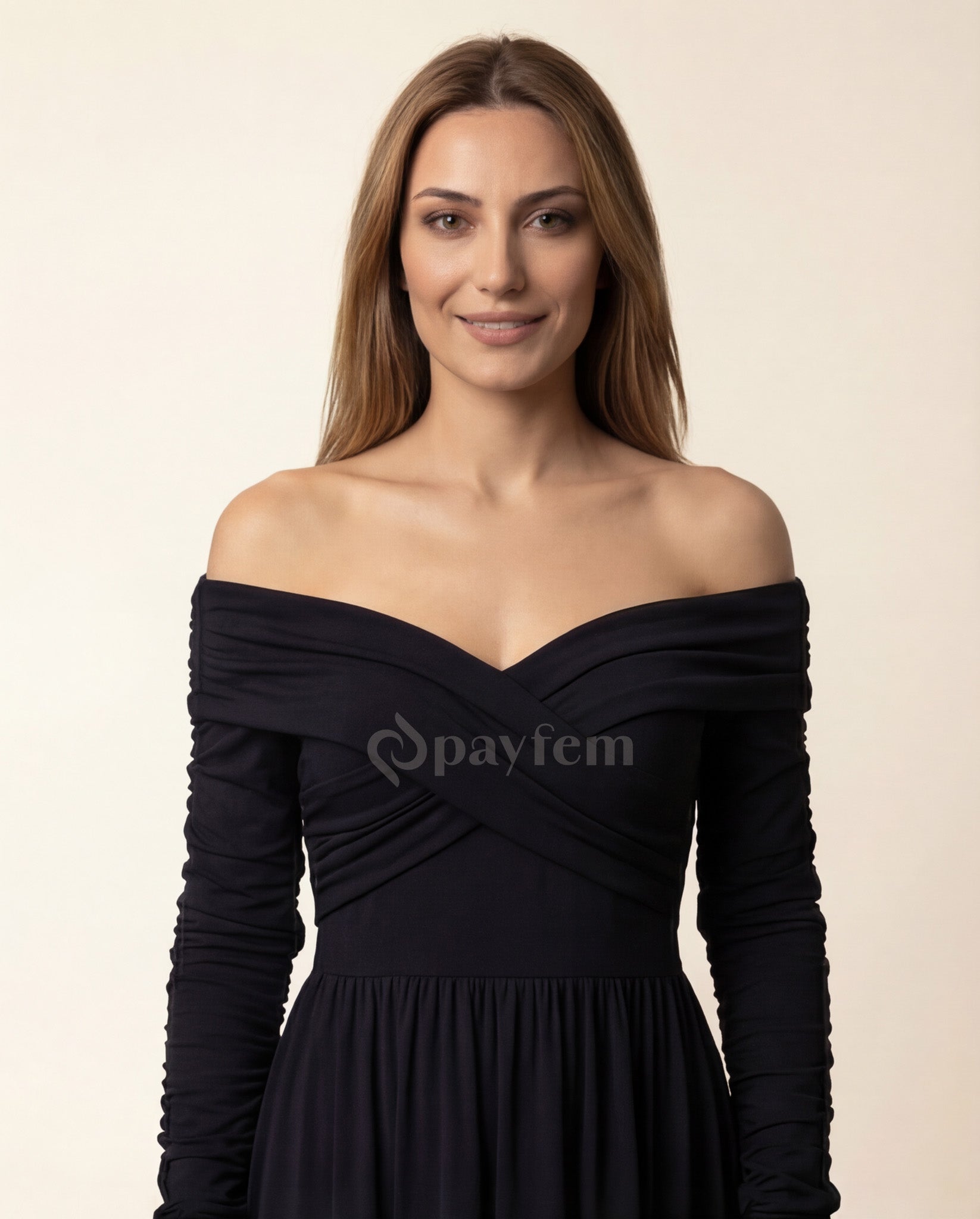 Natural Soft Boat Neck Dress