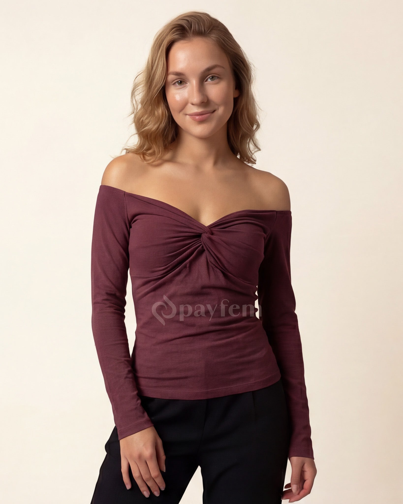 Bambu Bağlamalı Uzun Kollu Bluz