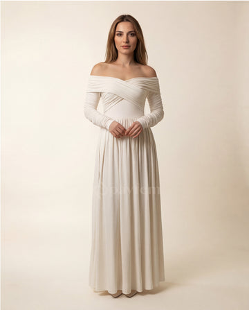 Natural Soft Boat Neck Dress