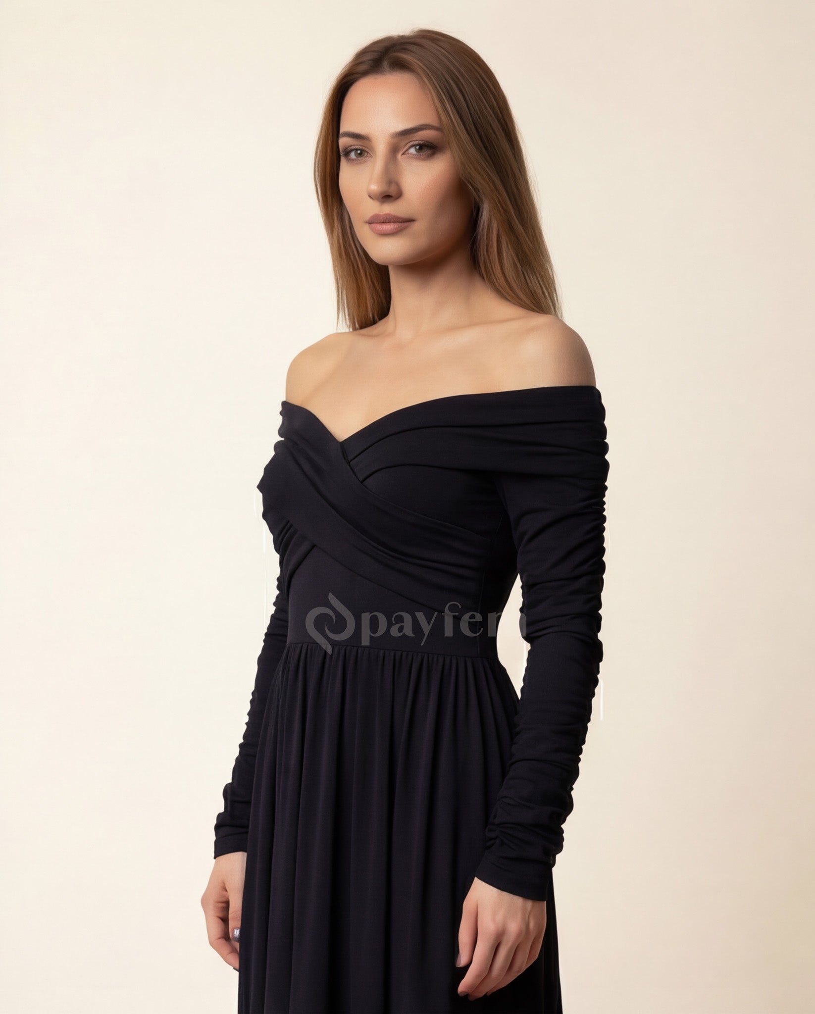 Natural Soft Boat Neck Dress