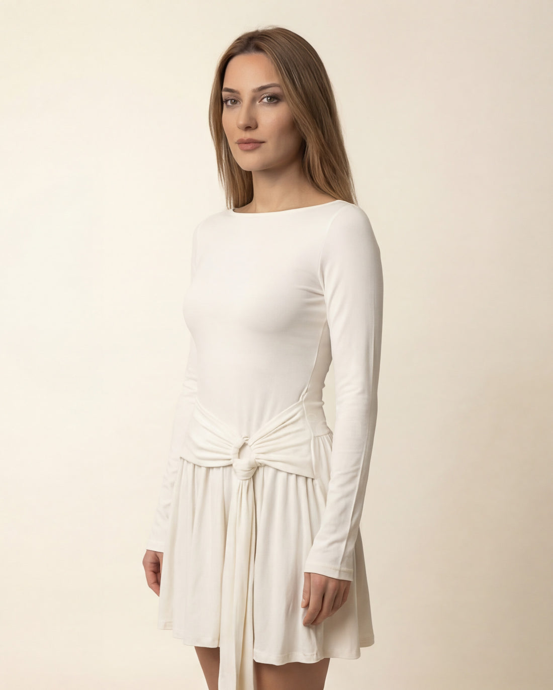 Natural Soft Kemerli Mini Elbise