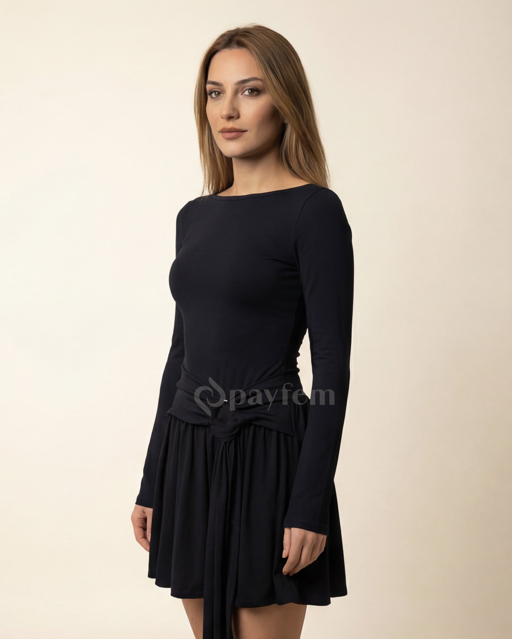 Natural Soft Kemerli Mini Elbise