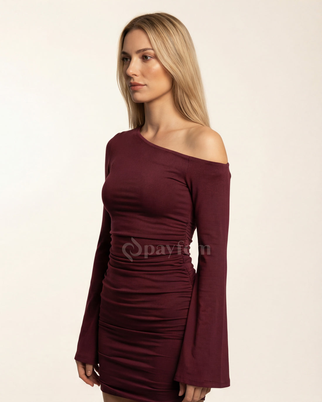 Bambu Düşük Omuzlu Mini Elbise