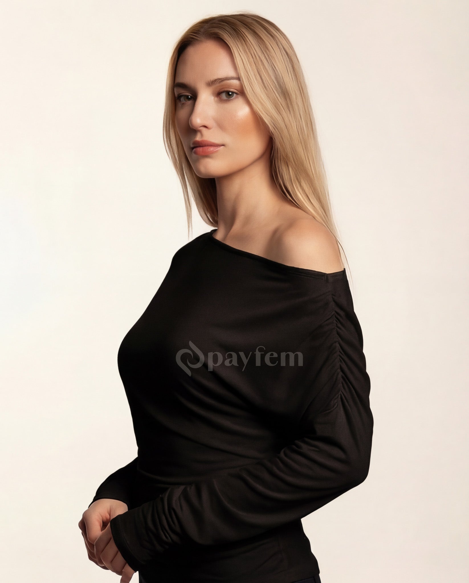 Natural Soft Cowl Neck Long Sleeve Blouse