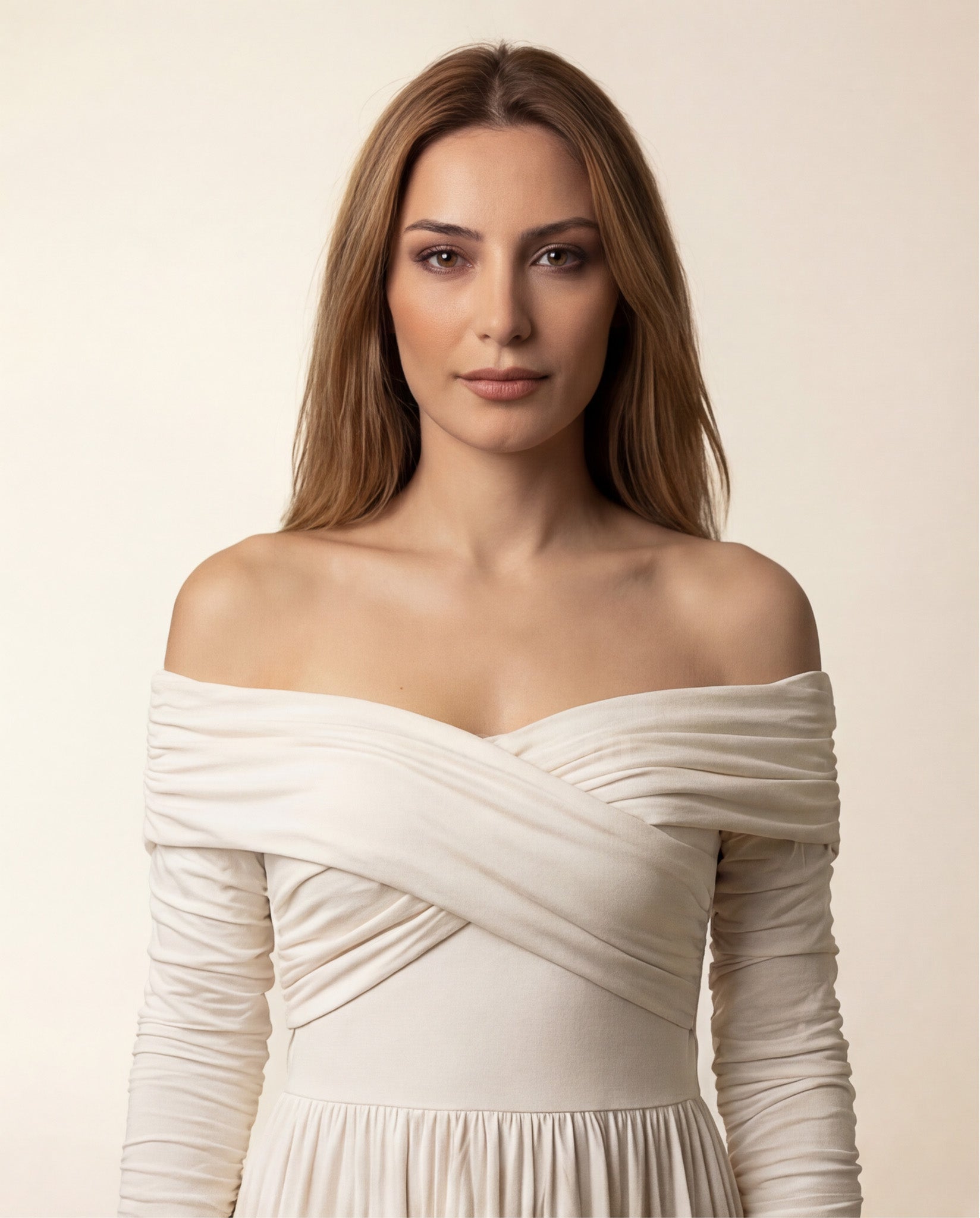 Natural Soft Boat Neck Dress