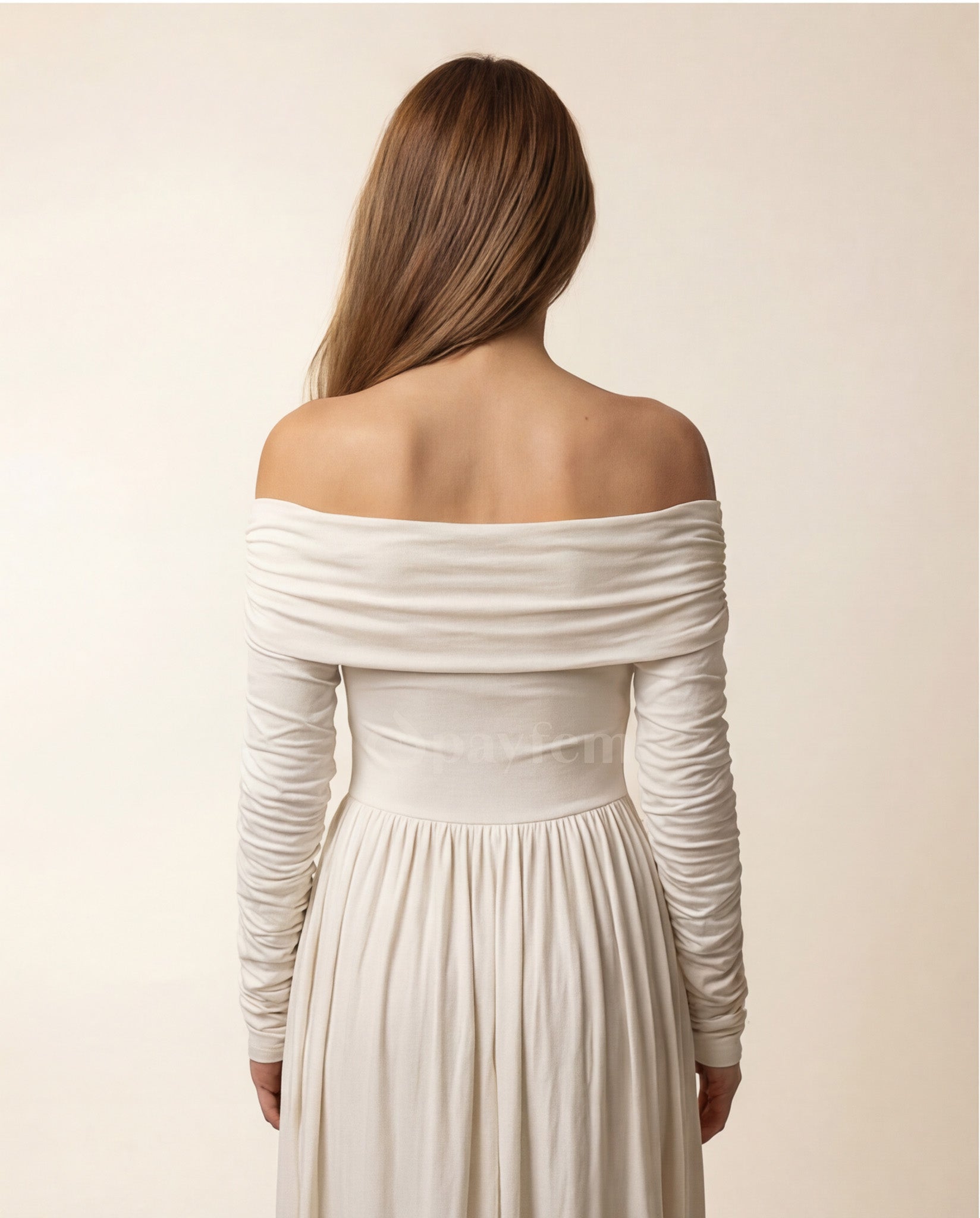 Natural Soft Boat Neck Dress