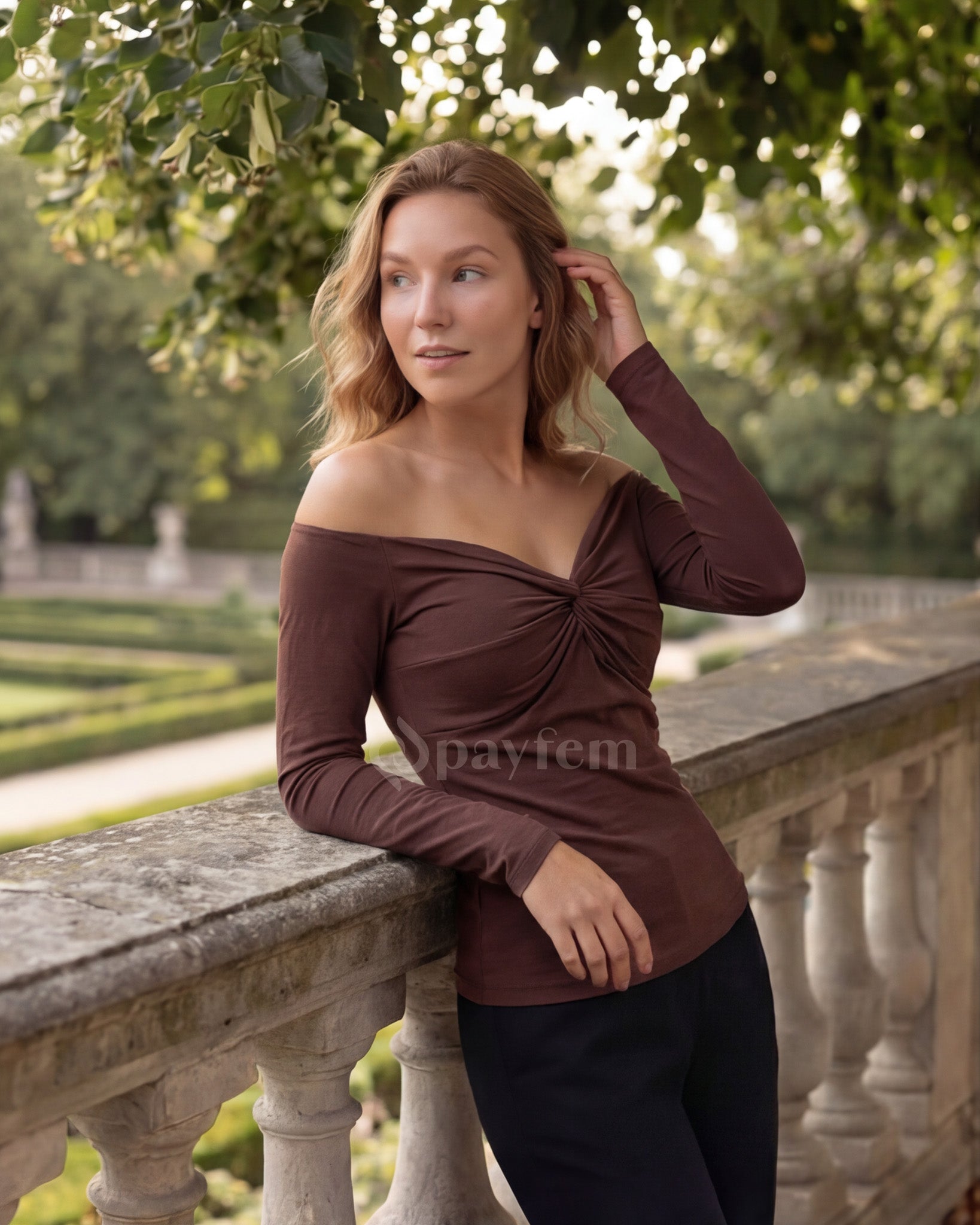 Bambu Bağlamalı Uzun Kollu Bluz