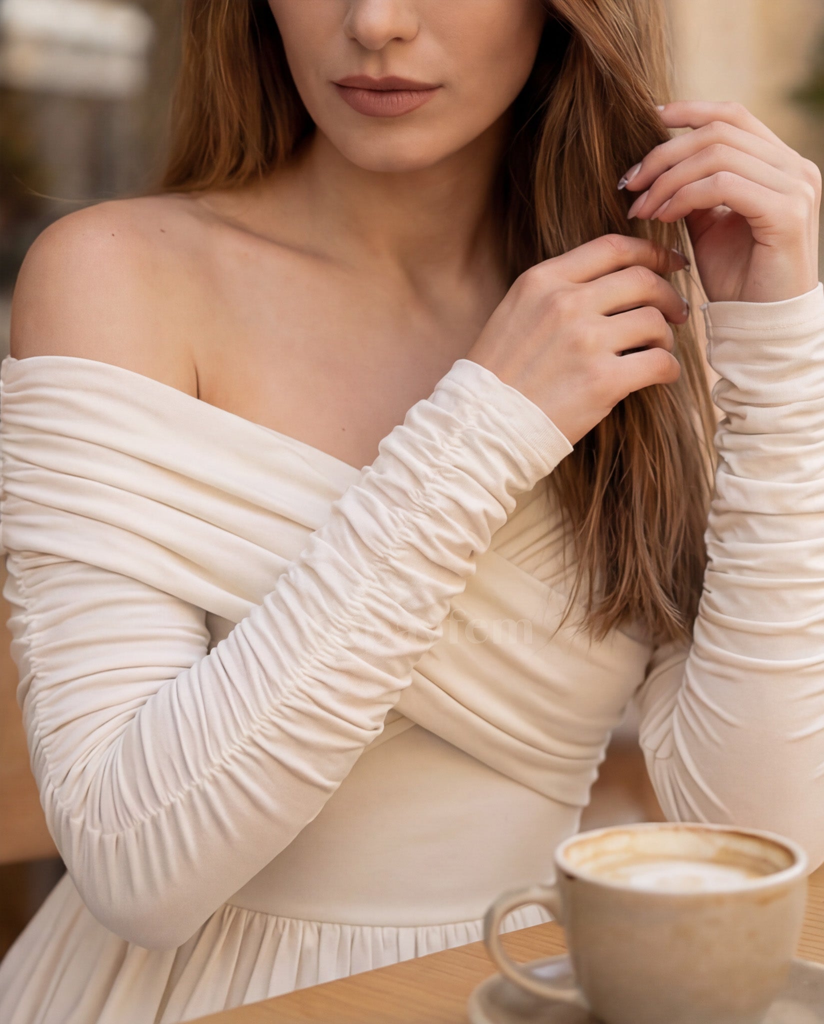 Natural Soft Boat Neck Dress