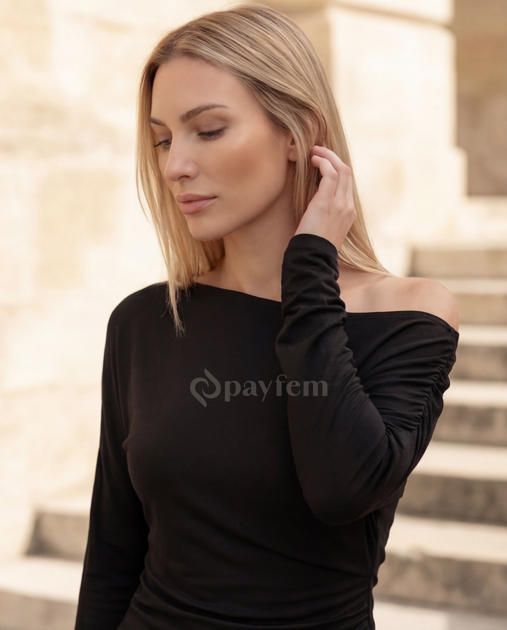 Natural Soft Cowl Neck Long Sleeve Blouse