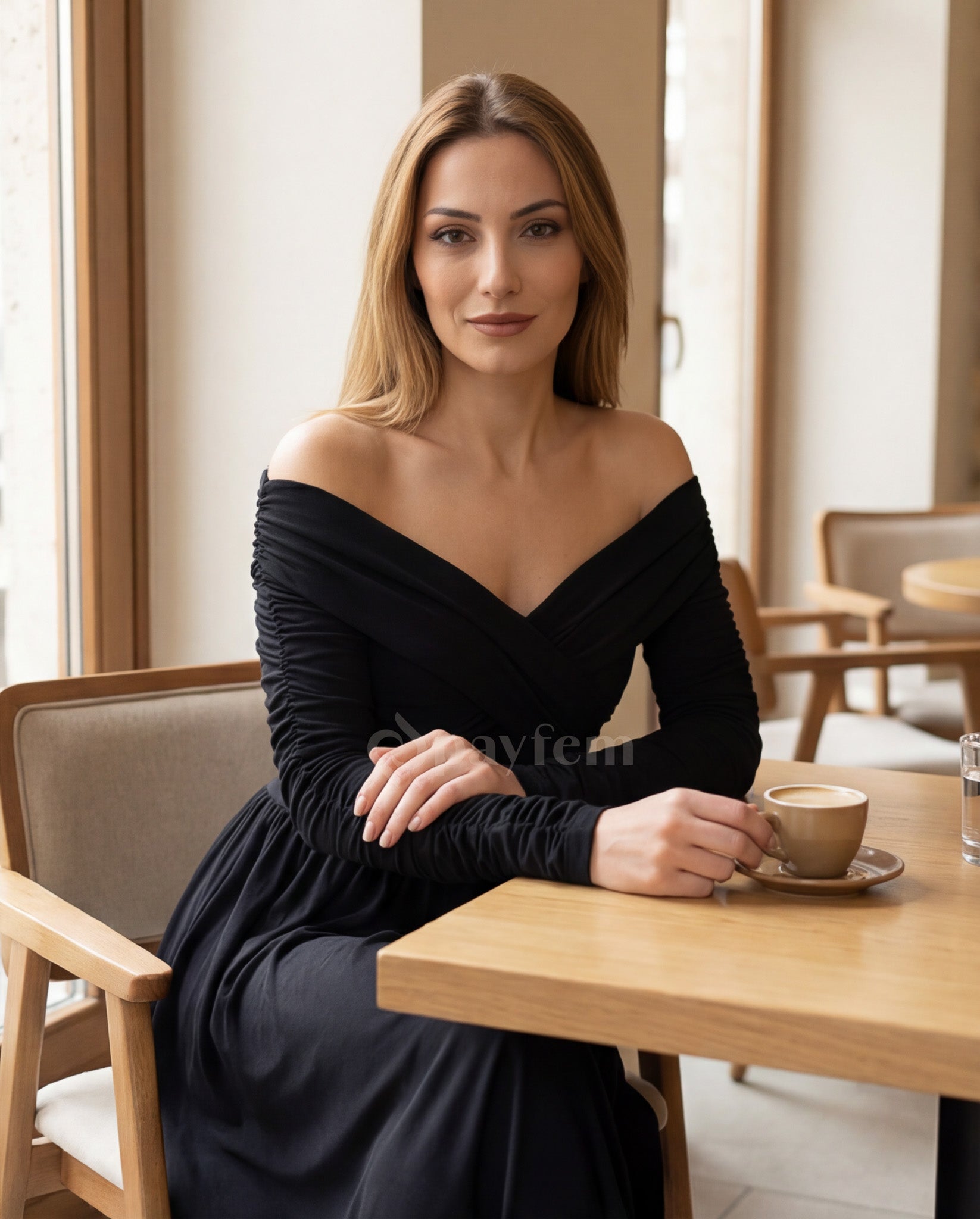 Natural Soft Boat Neck Dress