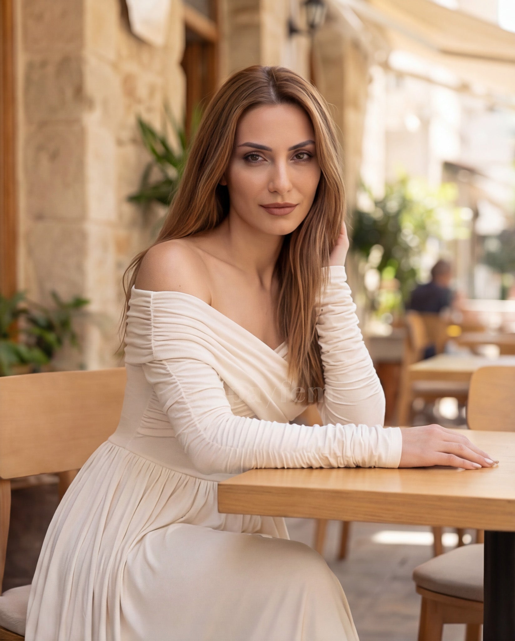 Natural Soft Boat Neck Dress
