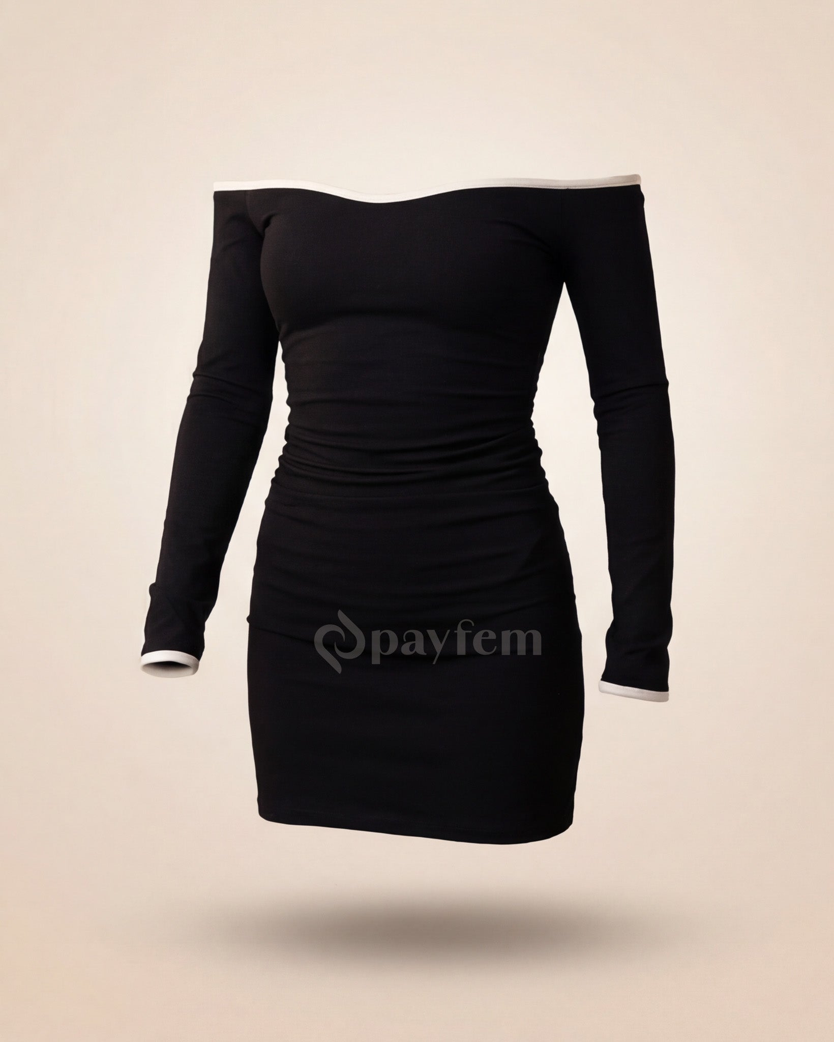 Natural Soft Contrast Piping Mini Dress