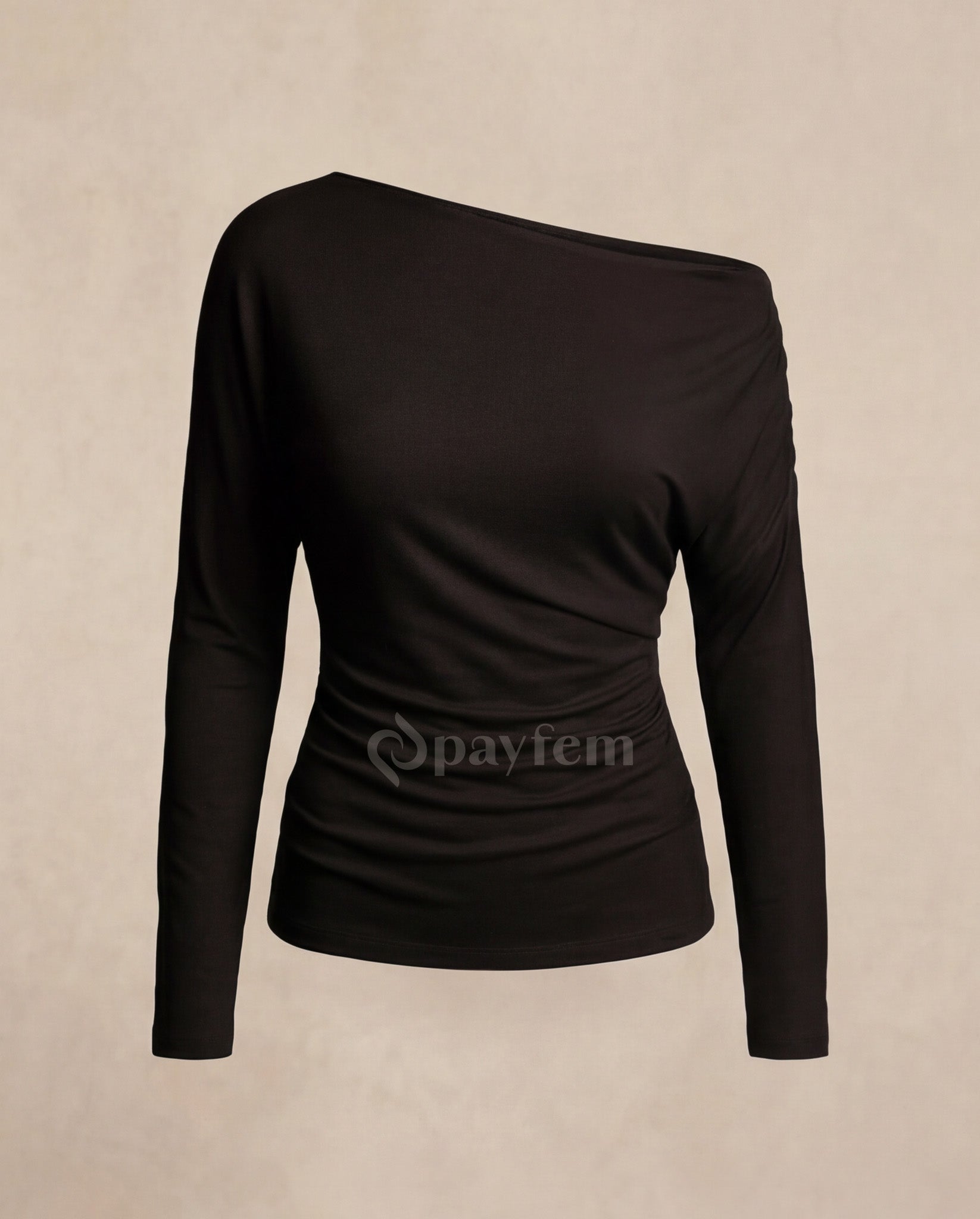Natural Soft Cowl Neck Long Sleeve Blouse